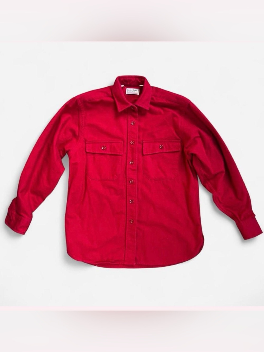 Vintage 90’s L.L.Bean red chamois cloth shirt women’s size 6 made in USA